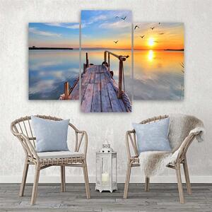 Obraz na plátně Západ slunce u jezera - 3 dílný Rozměry: 60 x 40 cm