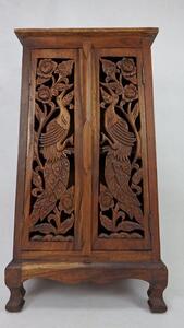 Skříňka dřevěná vyřezávaná PÁV, 100 cm, exotické dřevo (ruční práce Thajsko)