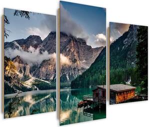 Obraz na plátně Jezero v horách - 3 dílný Rozměry: 60 x 40 cm