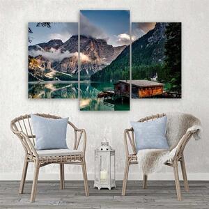 Obraz na plátně Jezero v horách - 3 dílný Rozměry: 60 x 40 cm