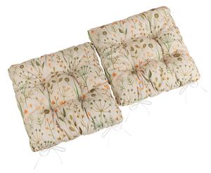 Bellatex Sedák Dita prošívaný SET 2ks 40x40 cm Větvička Oranžová,Zelená,Béžová