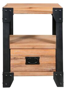Noční stolek 2 ks masivní akáciové dřevo a ocel 40 x 30 x 54 cm