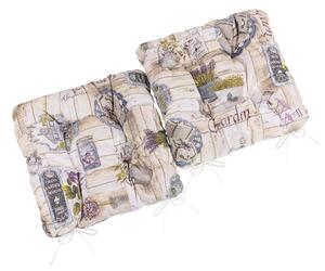 Bellatex Sedák Ema prošívaný SET 2ks 40x40 cm Zahrada Fialová,Béžová