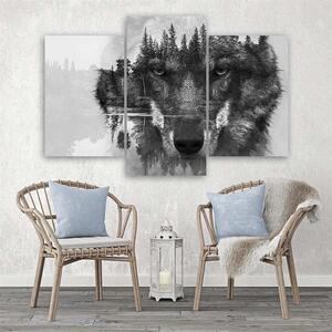 Obraz na plátně Černý vlk abstraktní - 3 dílný Rozměry: 60 x 40 cm