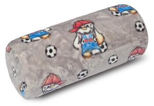 Bellatex Válec Micro dětský motiv průměr 15 x 35 cm Pejsek s míčem Šedá,Modrá