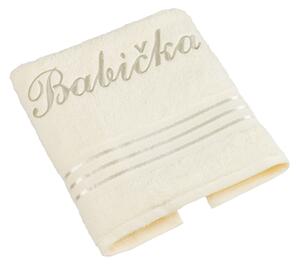 Bellatex Froté ručník kolekce Linie s výšivkou Babička 50x100 cm Vanilková