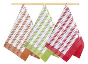 Bellatex Kuchyňské utěrky sada 3 kusů 50x70 cm Kostka Oranžová,Červená,Zelená