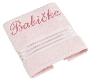 Bellatex Froté ručník kolekce Linie s výšivkou Babička 50x100 cm Růžová