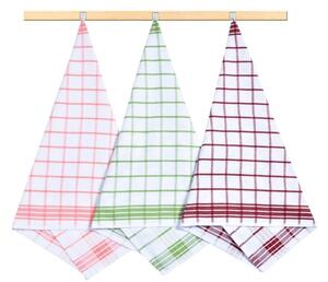 Bellatex Kuchyňské utěrky sada 3 kusů 50x70 cm Kostka Oranžová,Zelená,Vínová