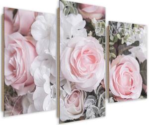 Obraz na plátně Růžové růže - 3 dílný Rozměry: 60 x 40 cm