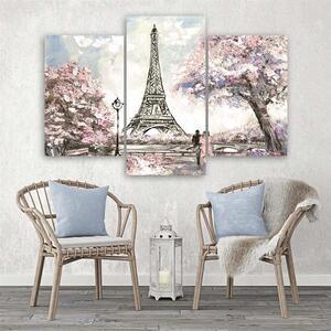 Obraz na plátně Malovaná Eiffelova věž - 3 dílný Rozměry: 60 x 40 cm