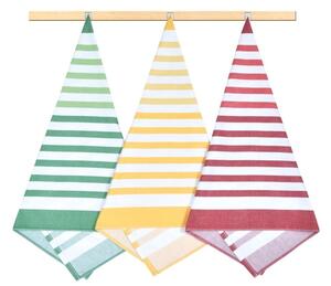 Bellatex Kuchyňské utěrky sada 3 kusů 50x70 cm Pruh Červená,Zelená,Bílá
