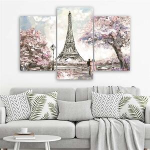 Obraz na plátně Malovaná Eiffelova věž - 3 dílný Rozměry: 60 x 40 cm