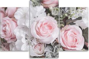 Obraz na plátně Růžové růže - 3 dílný Rozměry: 60 x 40 cm