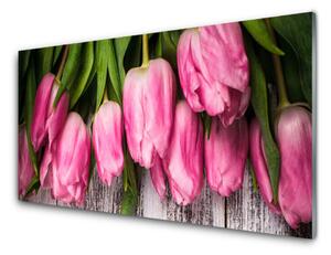 Kuchyňský skleněný panel Tulipány 100x50cm