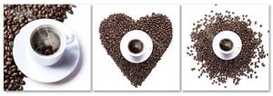 Sada obrazů na plátně Coffee heart - 3 dílná Rozměry: 90 x 30 cm