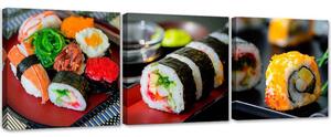 Sada obrazů na plátně Barevné sushi - 3 dílná Rozměry: 90 x 30 cm