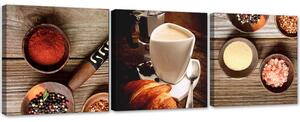 Sada obrazů na plátně Káva a koření - 3 dílná Rozměry: 90 x 30 cm