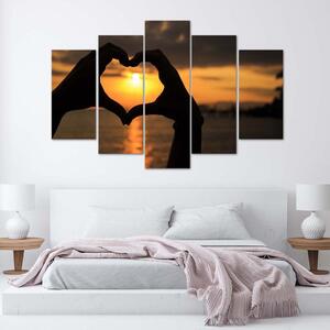 Obraz na plátně Symbol palmového srdce - 5 dílný Rozměry: 100 x 70 cm