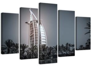 Obraz na plátně Burj Al-arab hotel v Dubaji - 5 dílný Rozměry: 100 x 70 cm