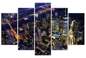 Obraz na plátně New York v noci - 5 dílný Rozměry: 100 x 70 cm