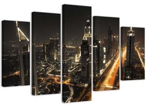 Obraz na plátně Noční panorama Dubaje - 5 dílný Rozměry: 100 x 70 cm
