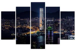 Obraz na plátně Osvětlený mrakodrap - 5 dílný Rozměry: 100 x 70 cm