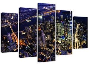 Obraz na plátně New York v noci - 5 dílný Rozměry: 100 x 70 cm