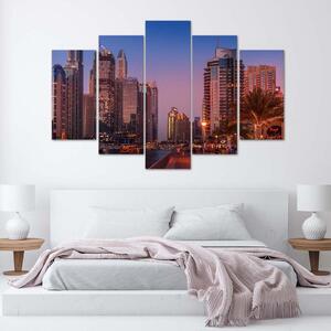 Obraz na plátně Večerní Dubaj - 5 dílný Rozměry: 100 x 70 cm