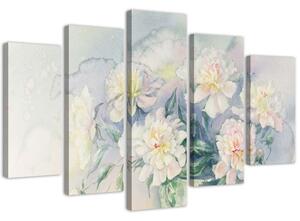 Obraz na plátně Bílé květy kytice - 5 dílný Rozměry: 100 x 70 cm