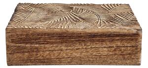 TREASURE Truhla s dřevořezbou hranatá 21 cm