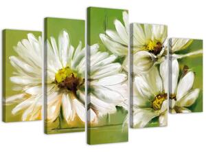 Obraz na plátně Bílé květy - 5 dílný Rozměry: 100 x 70 cm
