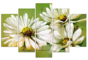 Obraz na plátně Bílé květy - 5 dílný Rozměry: 100 x 70 cm