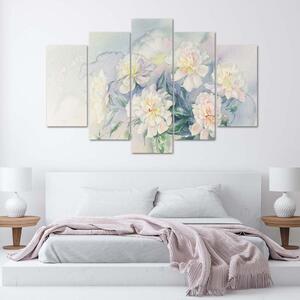 Obraz na plátně Bílé květy kytice - 5 dílný Rozměry: 100 x 70 cm
