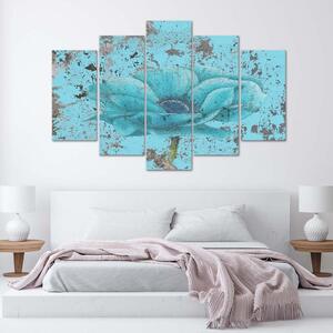 Obraz na plátně Modrá květina - 5 dílný Rozměry: 100 x 70 cm