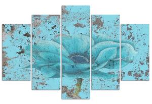 Obraz na plátně Modrá květina - 5 dílný Rozměry: 100 x 70 cm