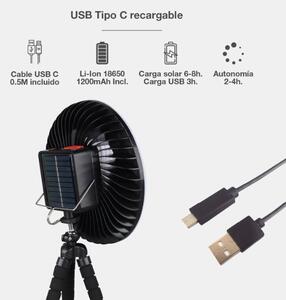 Malý ventilátor se světlem, nabíjecí, přenosný, USB, 4W, 3 rychlosti, 250lm, 3 roky záruka