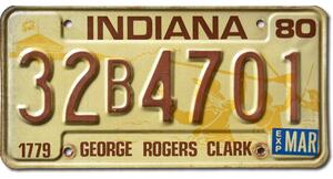 Americká SPZ Indiana 1980 G.R.Clark 32B4701