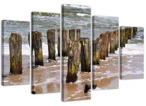 Obraz na plátně Vlny na pláži - 5 dílný Rozměry: 100 x 70 cm
