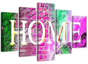 Gario Obraz Nápis Home na barevném pozadí Velikost: 100 x 70 cm, Provedení: Obraz na plátně
