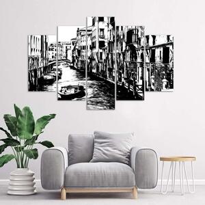 Obraz na plátně Benátský kanál - 5 dílný Rozměry: 100 x 70 cm