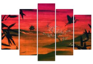 Obraz Japonsko ve slunečním světle - 5 dílný Velikost: 150 x 100 cm, Provedení: Panelový obraz