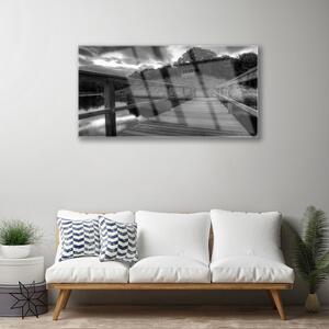 Obraz na skle Molo Černobílé Jezero 100x50 cm