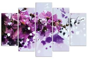 Obraz na plátně Kvetoucí větev - 5 dílný Rozměry: 100 x 70 cm