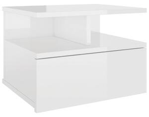 Nástěnný noční stolek bílý vysoký lesk 40x31x27 cm dřevotříska