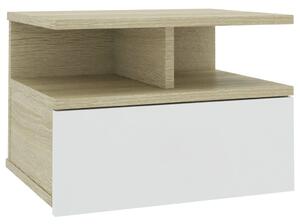 Nástěnný noční stolek bílý a dub sonoma 40x31x27 cm dřevotříska