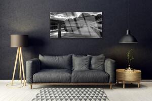 Obraz na skle Molo Černobílé Jezero 100x50 cm