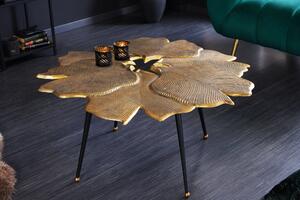 Konferenční stolek Ginkgo Leafs 95cm zlato černá Invicta Interior