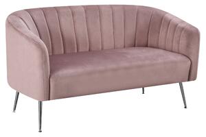 KONDELA Designový 2-sed, růžová Velvet látka/chrom-stříbrný, BAGY
