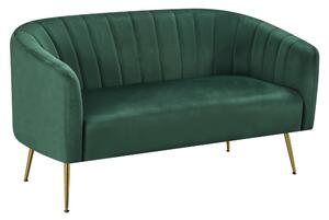 KONDELA Designový 2-sed, tmavě zelená Velvet látka/gold chrom-zlatý, BAGY